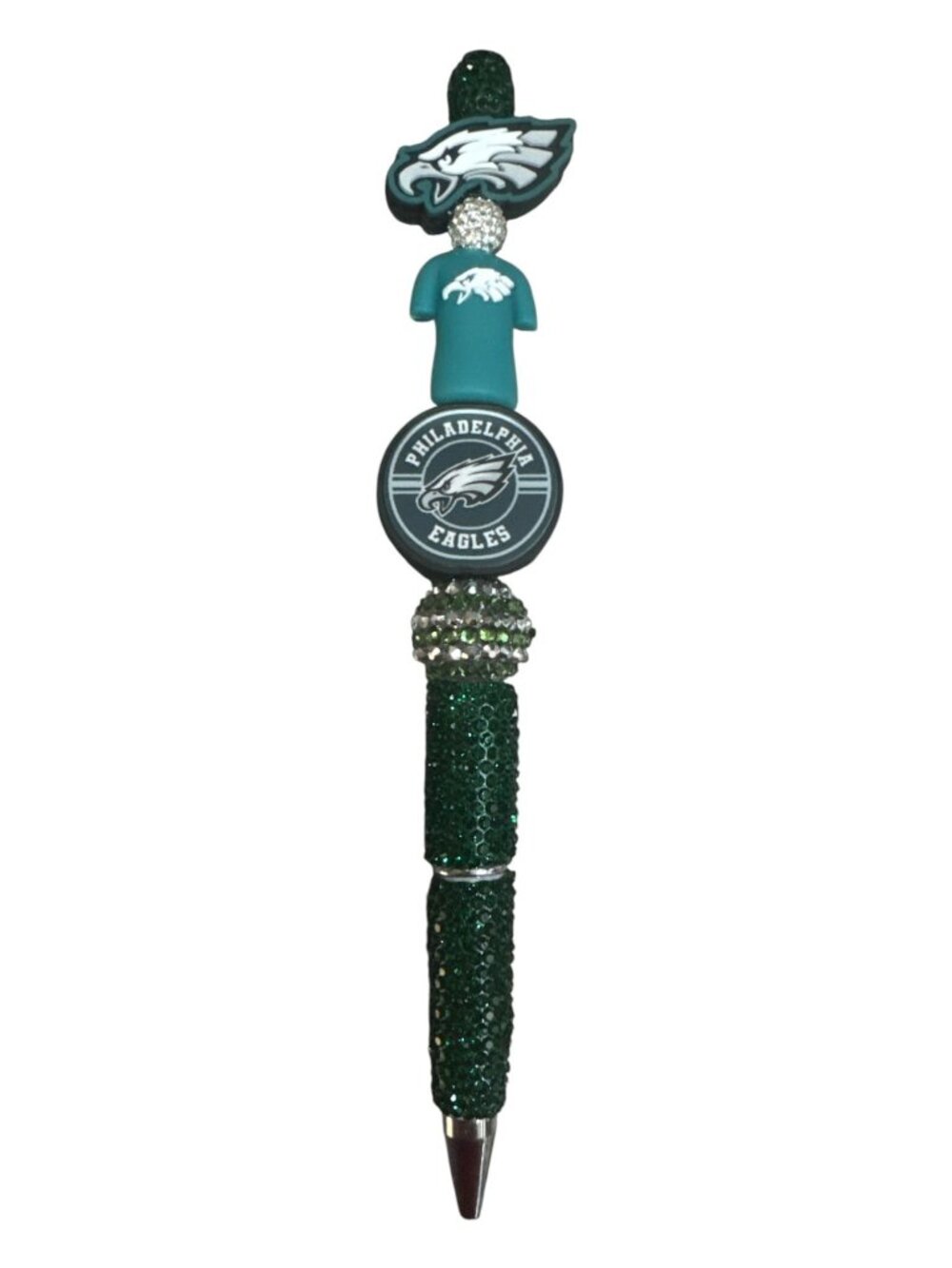 Philadelphia Eagles Bling Pen With Team Logo & Green Rhinestones
